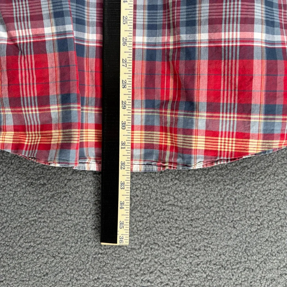RedHead Mens XL Short Sleeve Plaid Button Up Shirt Red Blue Cotton RN74747